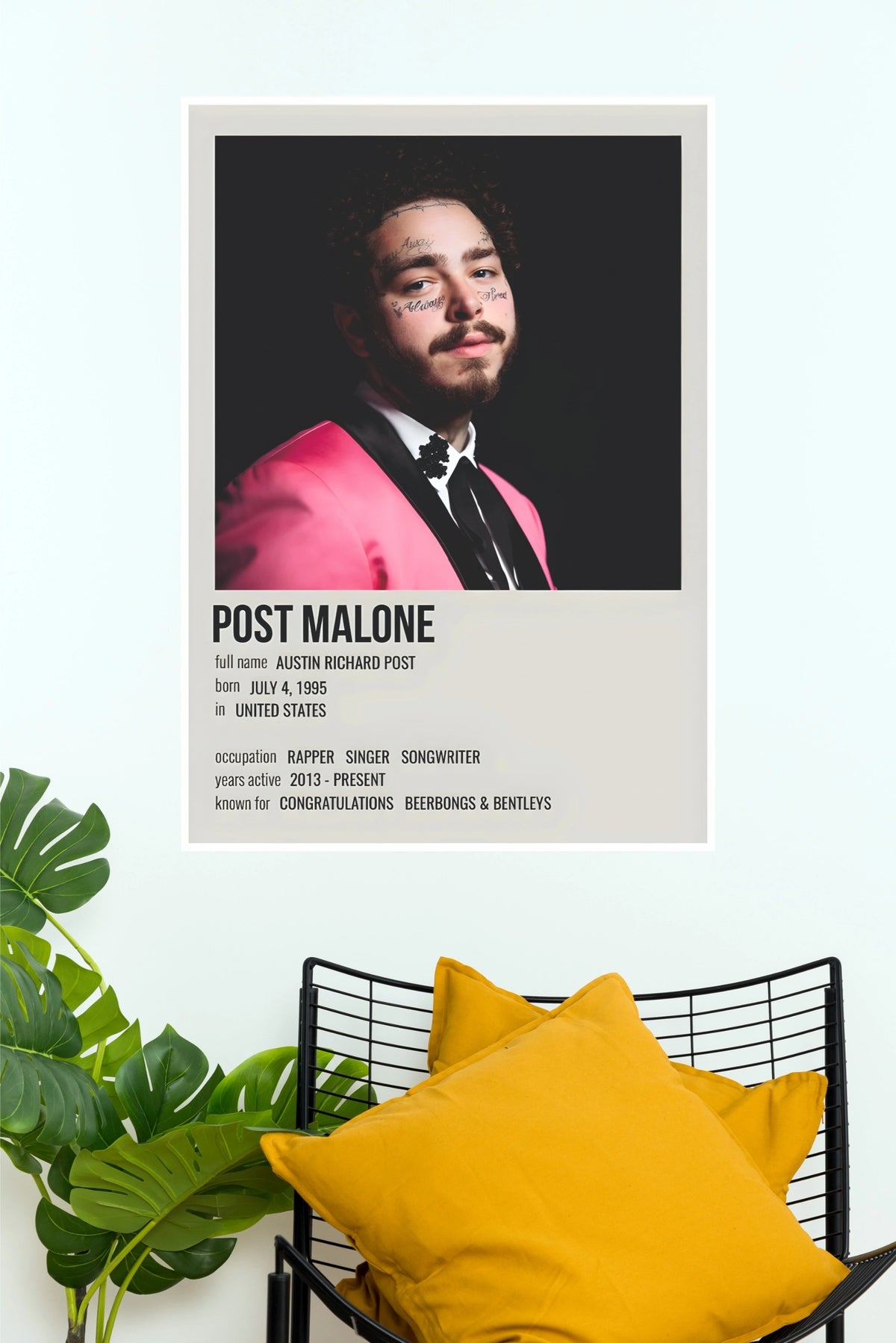 Post Malone Pink Suit Biography Music Art Poster (Music Posters)
