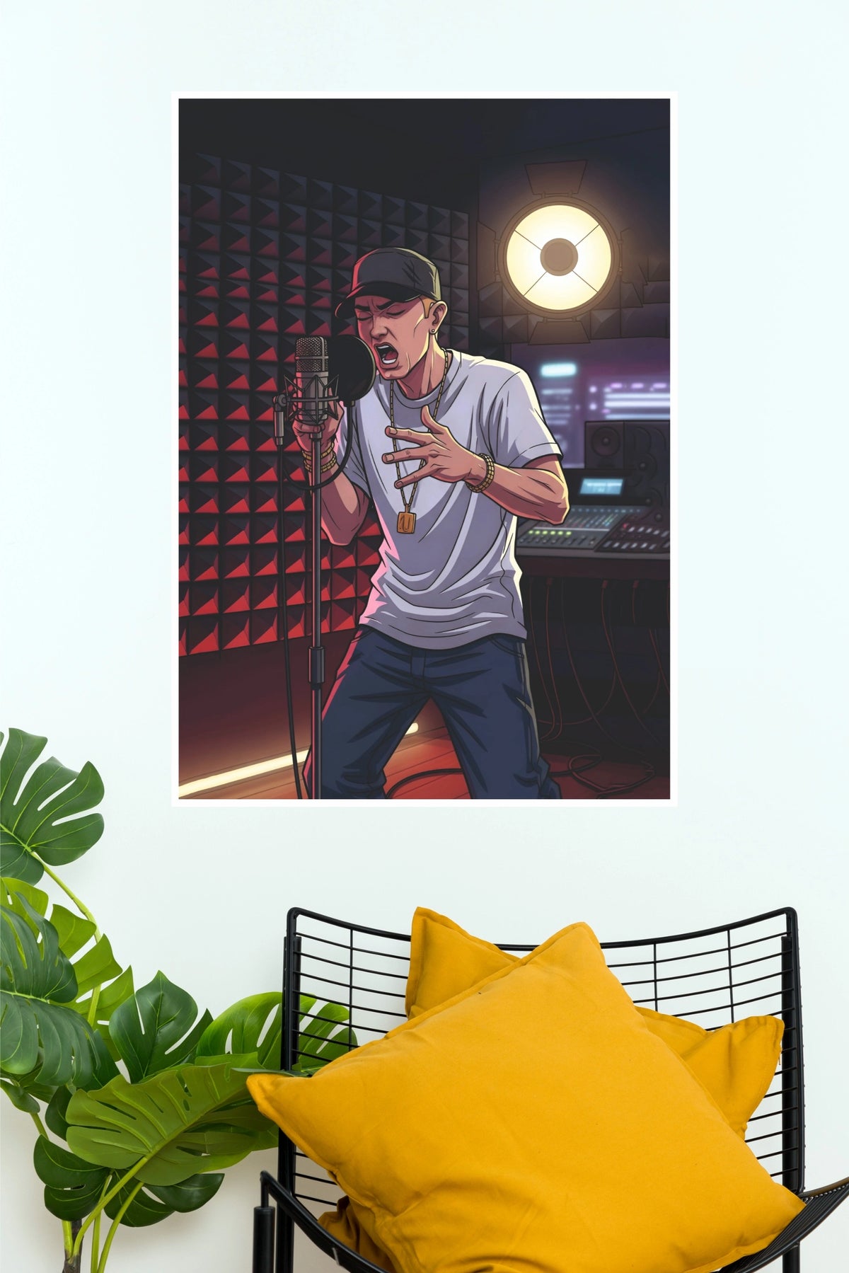 Recording Studio Rapper Illustration Art Poster (Music Posters)