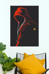 Red Hoodie Music Lover Minimalist Art Poster (Music Posters)
