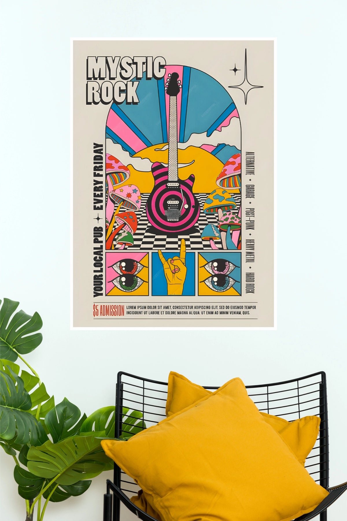 Mystic Rock Psychedelic Concert Art Poster  (Music Posters)