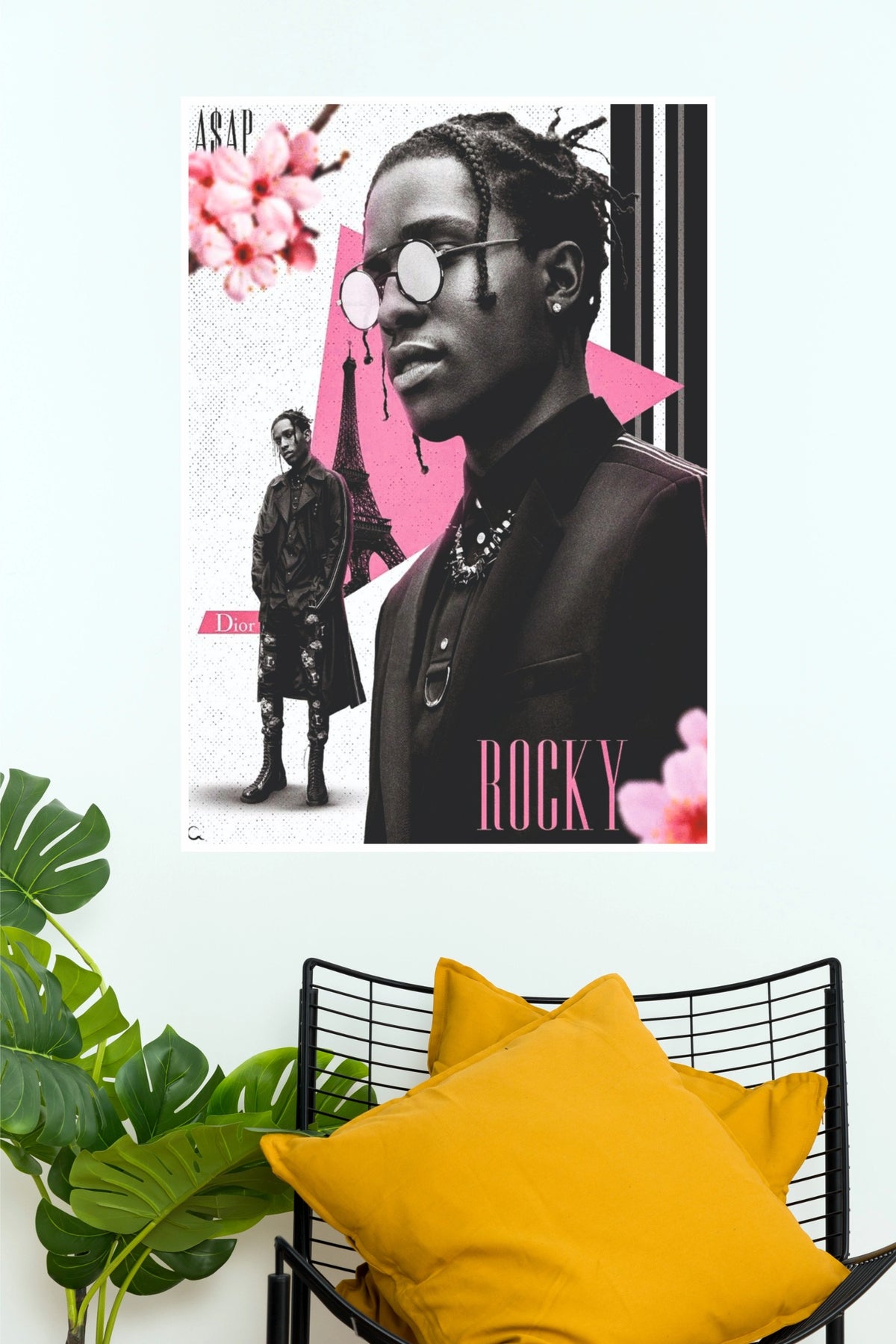 A$AP Rocky Pink & Black Aesthetic Art Poster (Music Posters)