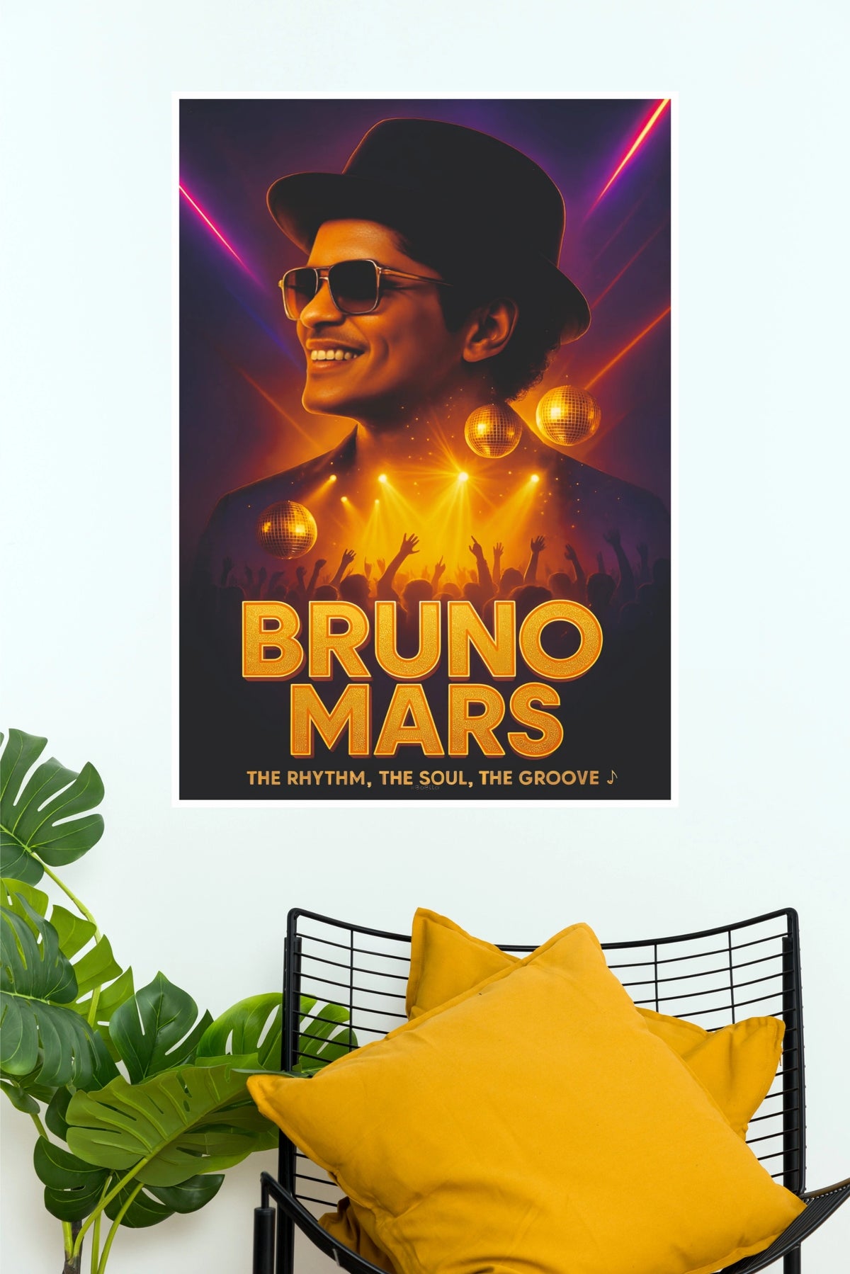 Bruno Mars Disco Night Retro Art Poster (Music Posters)