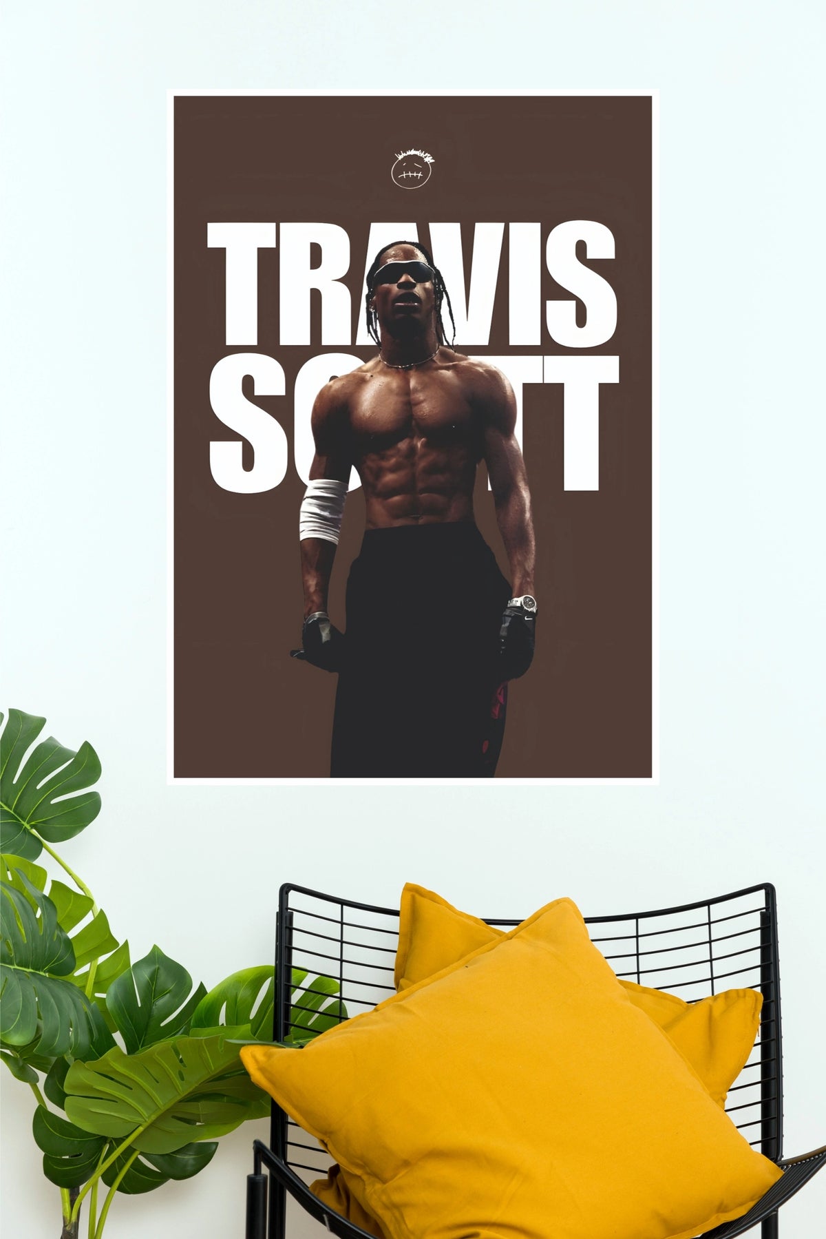 Travis Scott Brown Background Typography Music Poster (Music Posters)