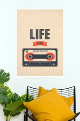 Life Is Mixtape Retro Cassette Tape Typography Music Poster (Music Posters)