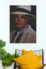 Michael Jackson Smooth Criminal White Fedora Pinstripe Suit Music Poster (Music Posters)