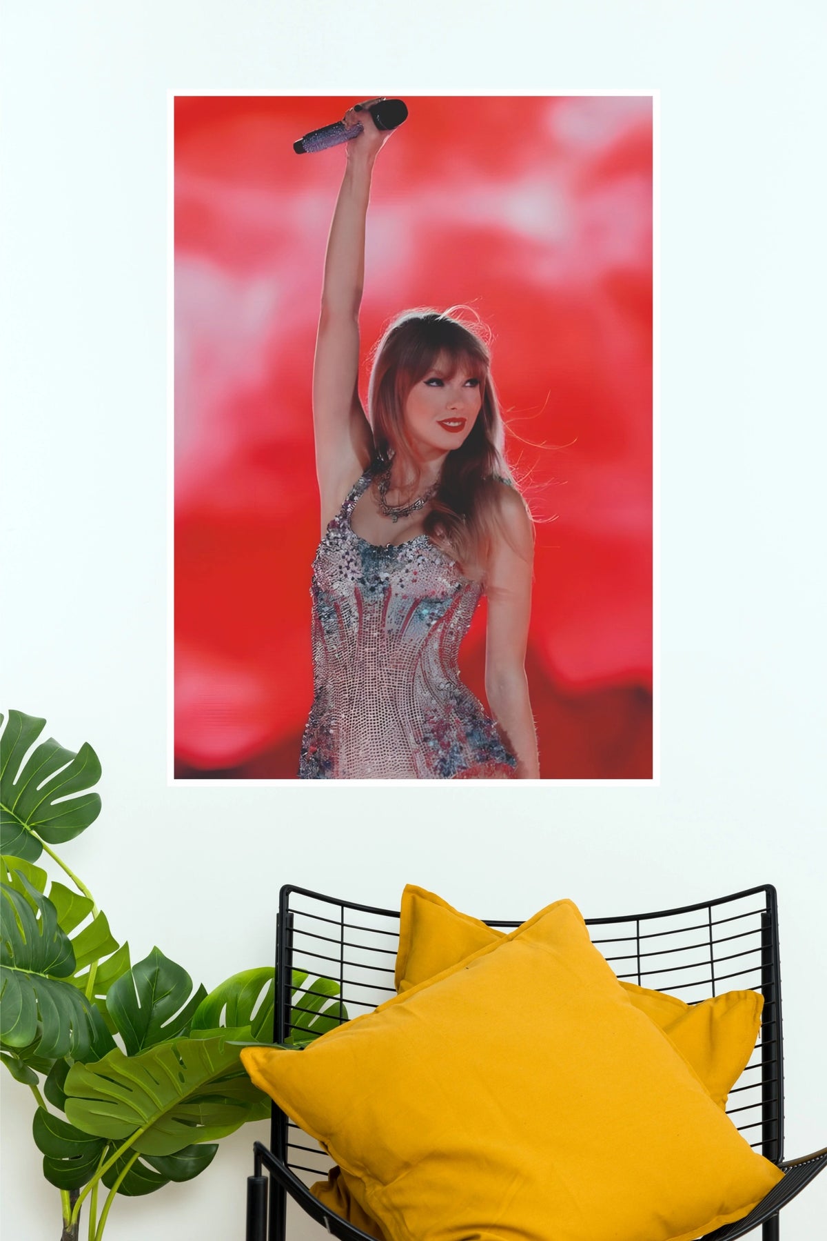Taylor Swift Eras Tour Red Bodysuit Microphone Up Music Poster (Music Posters)