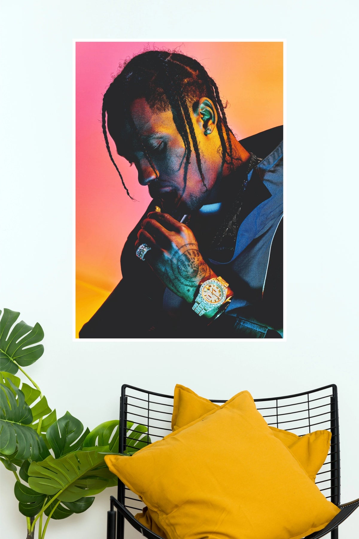 Travis Scott Neon Gradient Portrait Diamond Watch Music Poster (Music Posters)