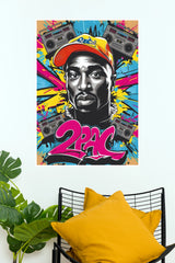 Tupac Shakur 2PAC Graffiti Boombox Vibrant Pop Art Music Poster (Music Posters)