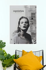 Taylor Swift Reputation Album Newspaper Print Monochrome Music Poster (Music Posters)