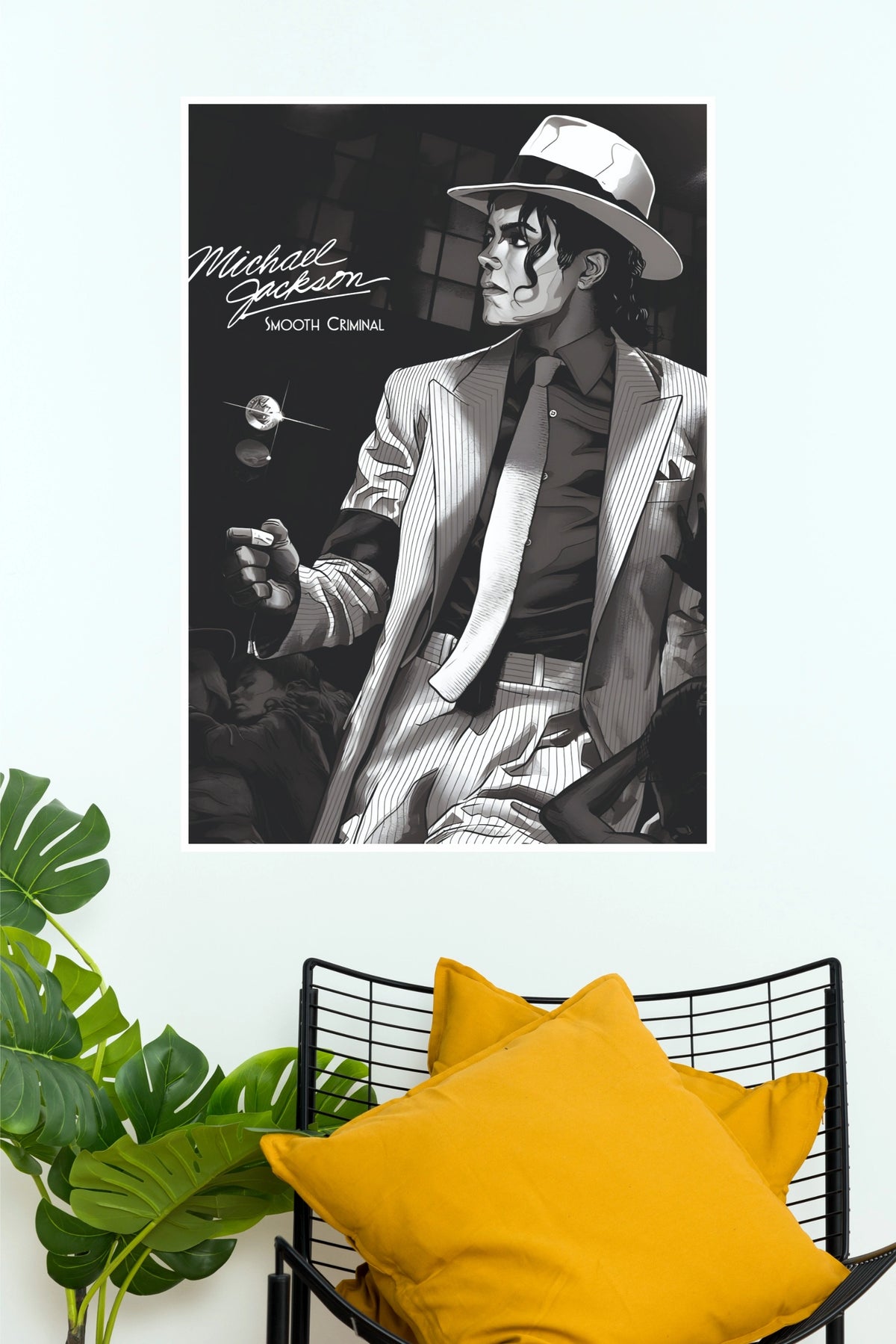 Michael Jackson Smooth Criminal Fedora Suit Monochrome Music Poster (Music Posters)