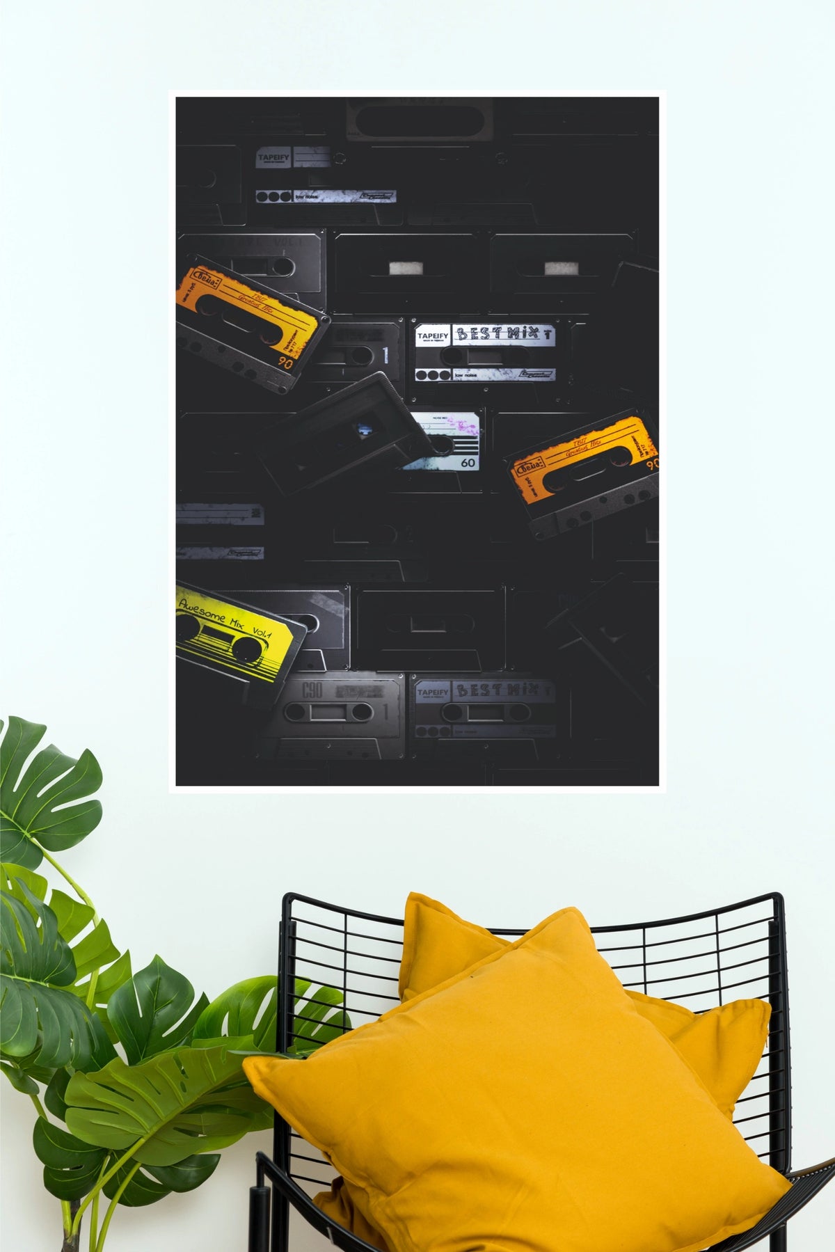 Dark Vintage Cassette Tapes Stack Retro Music Poster (Music Posters)