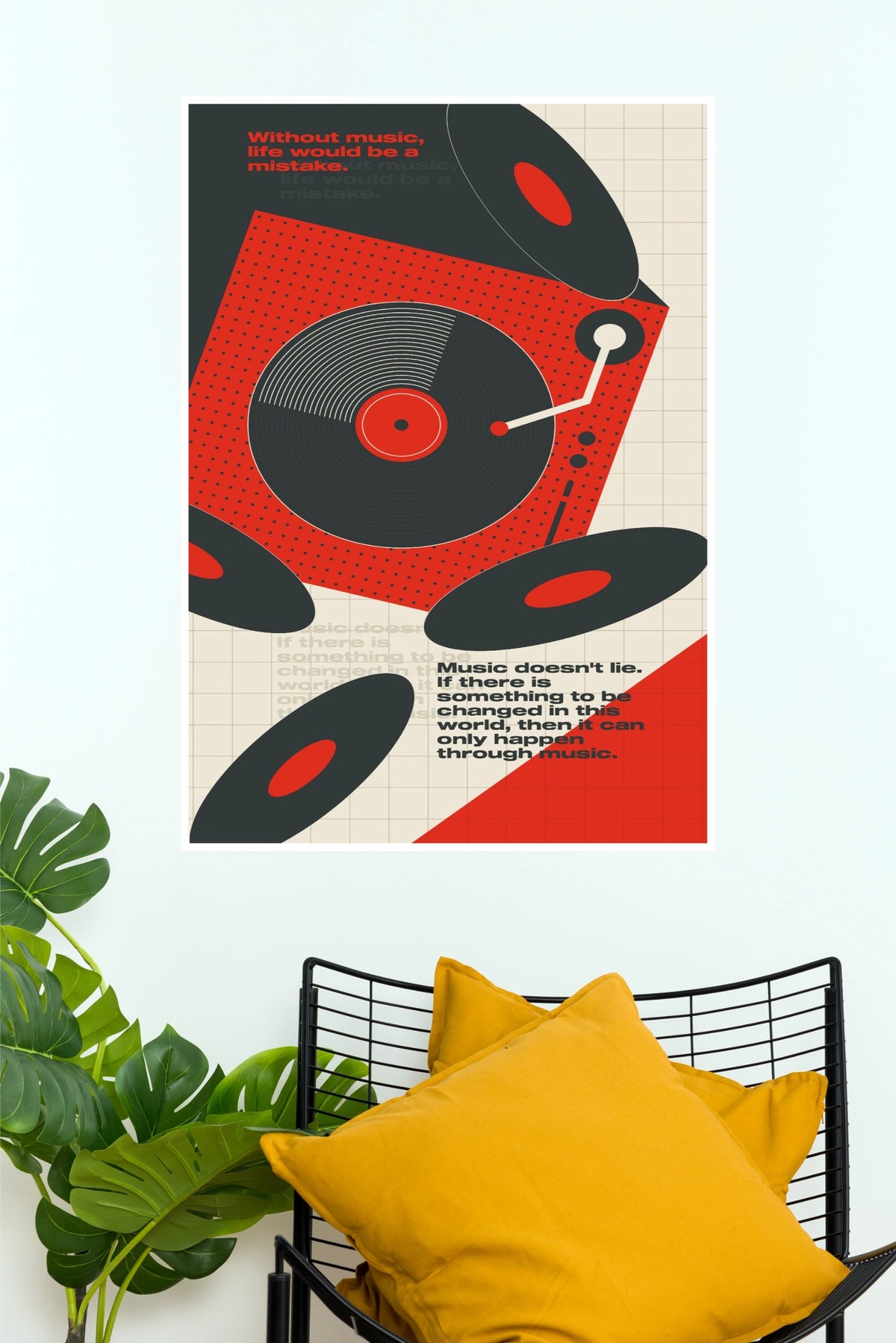 Without Music Life Would Be a Mistake Turntable Vinyl Retro Music Poster (Music Posters)