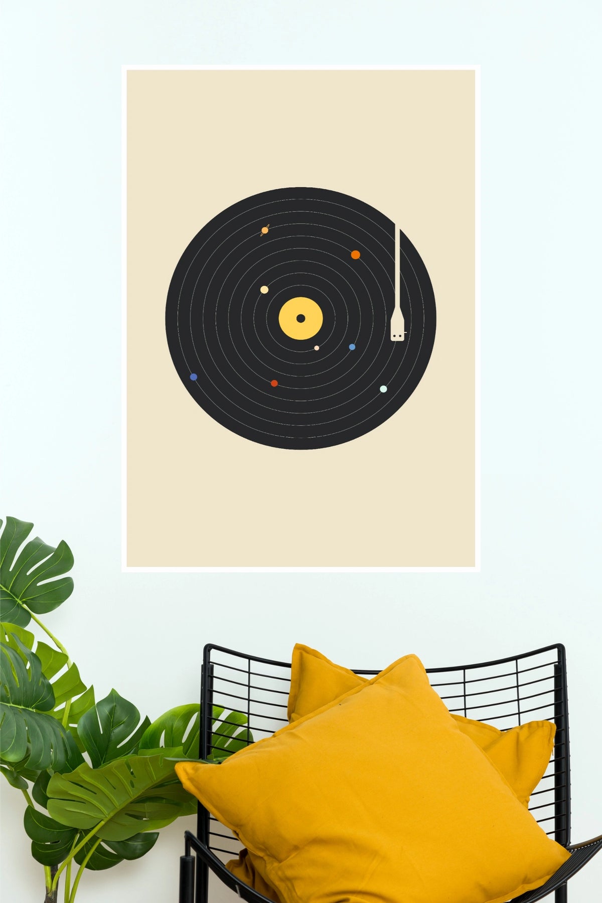 Vinyl Record Solar System Planets Minimalist Music Poster (Music Posters)