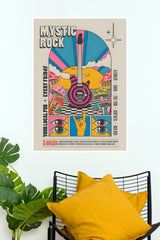 Mystic Rock Psychedelic Concert Poster Guitar Mushrooms Art Print (Music Posters)