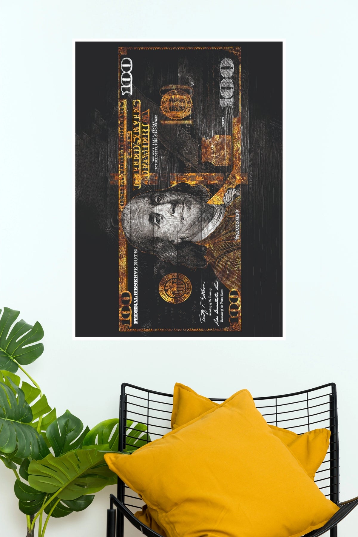 Hundred Dollar Bill Benjamin Franklin Grunge Money Music Poster (Music Posters)