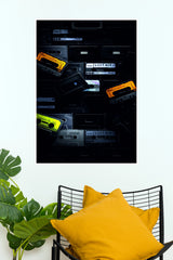 Yellow and Black Vintage Cassette Tape Stack Music Poster (Music Posters)