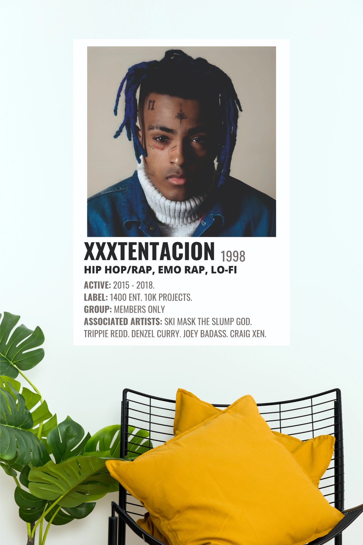 XXXTentacion Blue Dreads Discography Album Style Music Poster (Music Posters)