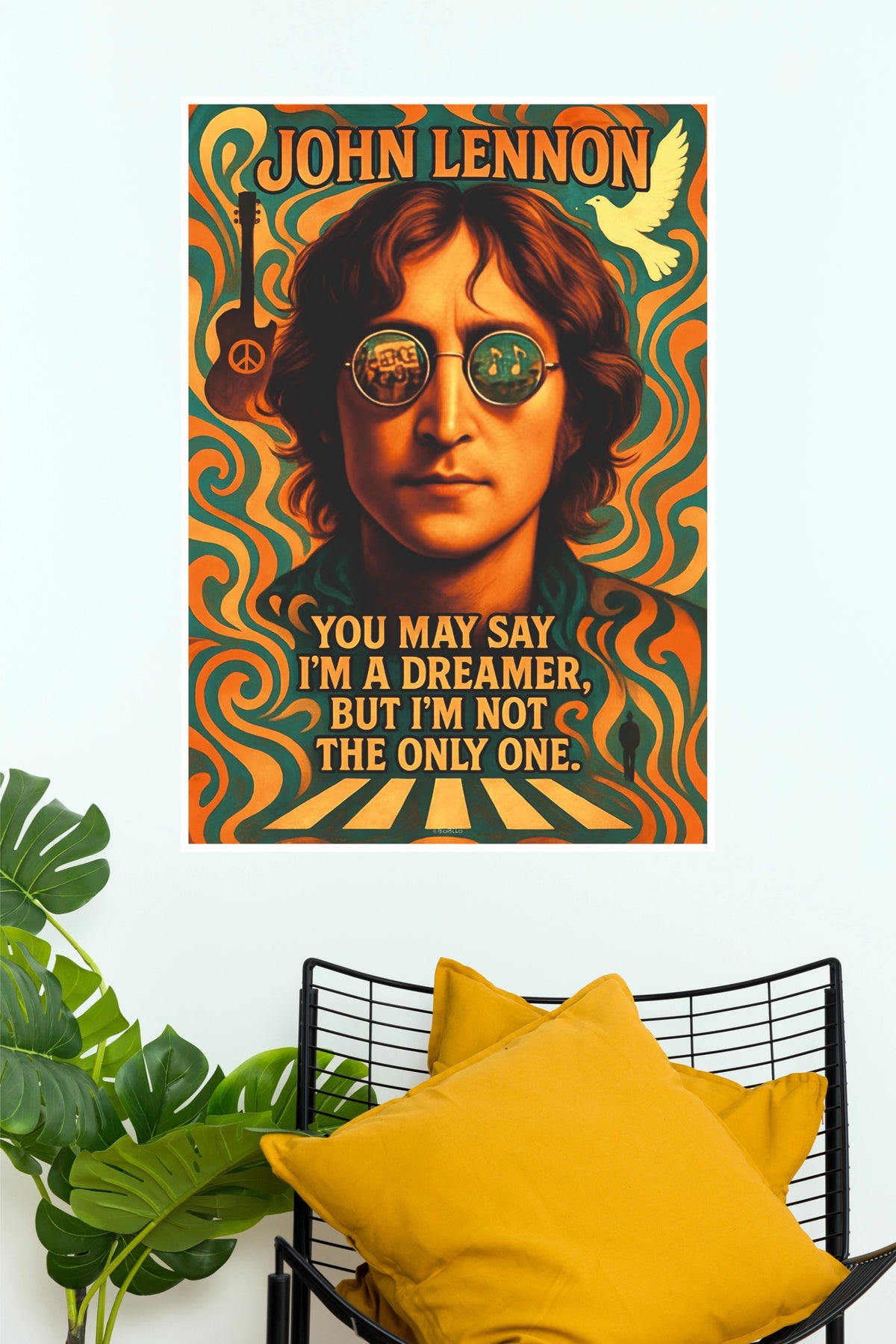 John Lennon Imagine Quote Psychedelic Art Poster (Powerful Men Posters)