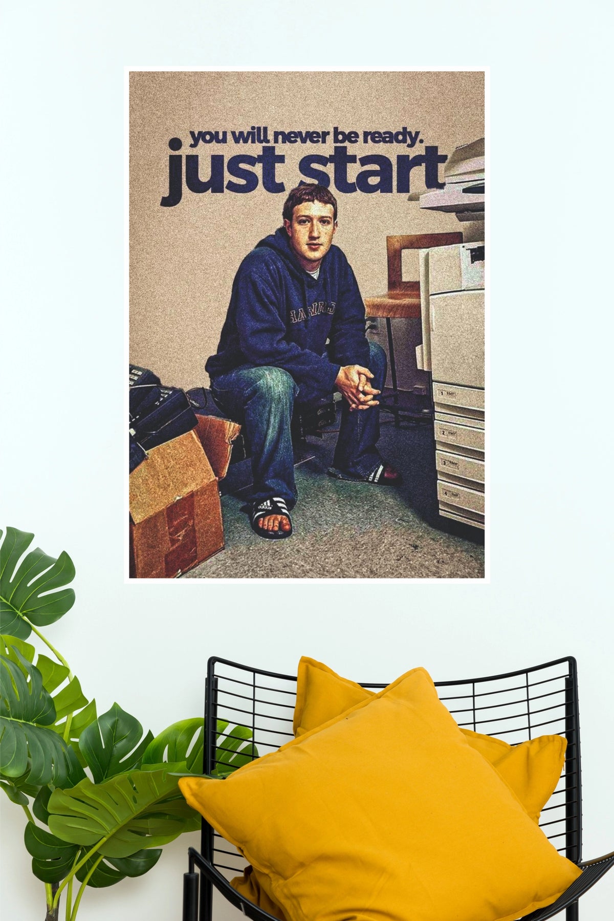 Mark Zuckerberg Just Start Motivational Art Poster (Powerful Men Posters)