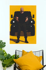 The Rock Action Vehicle Art Poster (Powerful Men Posters)