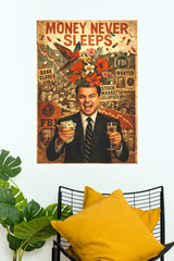 The Wolf of Wall Street Money Never Sleeps Art Poster (Powerful Men Posters)