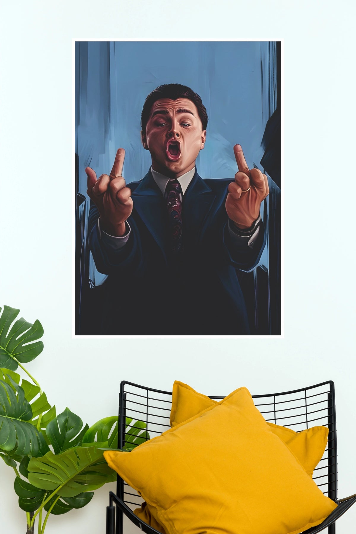 Leonardo DiCaprio Wolf of Wall Street Middle Fingers Art Poster     (Powerful Men Posters)