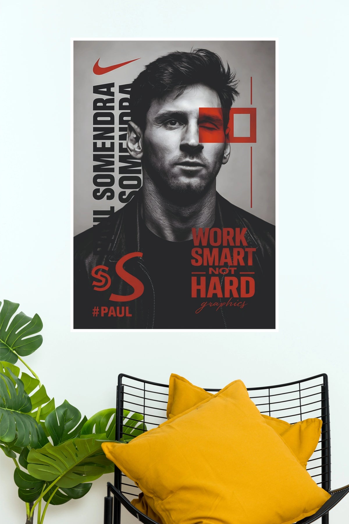 Lionel Messi Work Smart Not Hard Art Poster  (Powerful Men Posters)