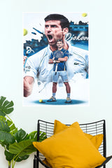 Novak Djokovic Championship Celebration" Tennis Wall Poster (Tennis Posters)