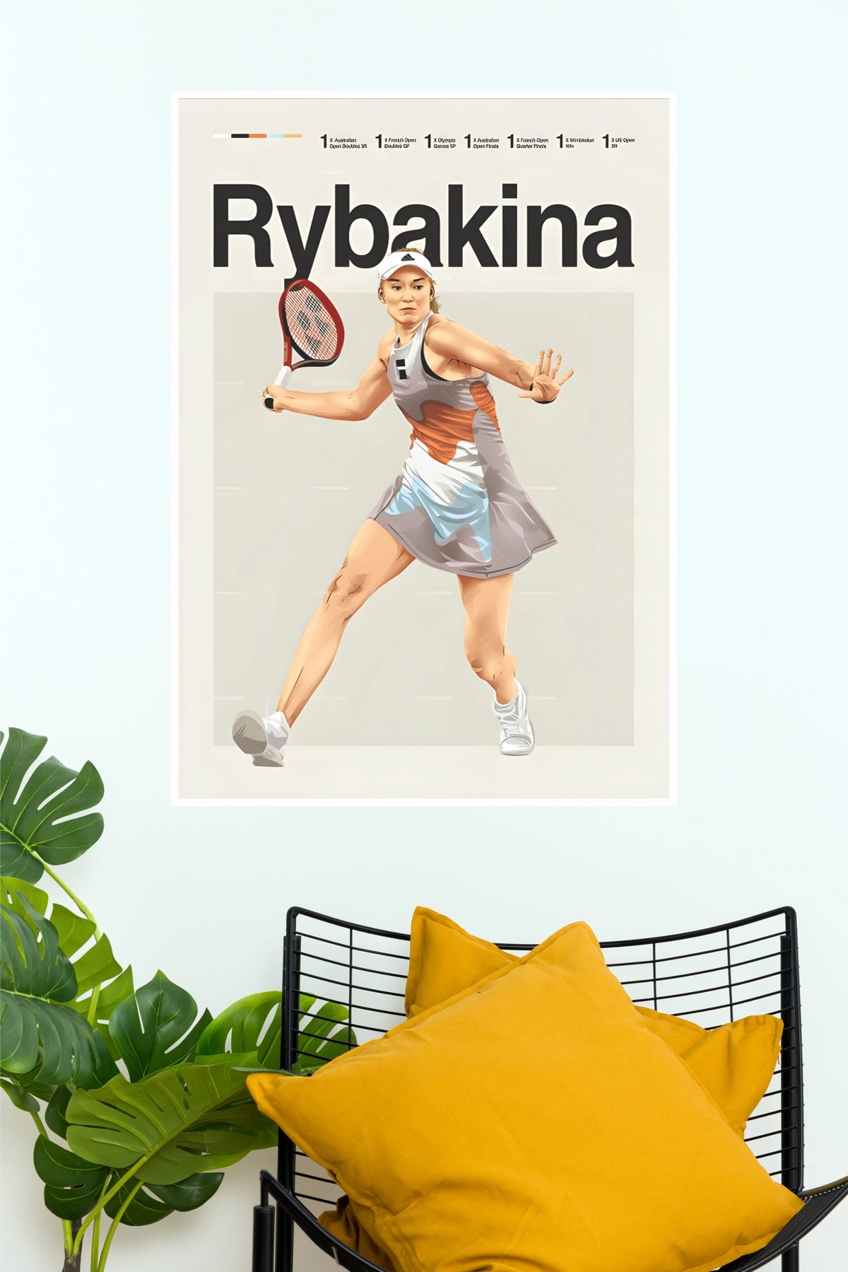 "Elena Rybakina Dynamic Play" Minimalist Sports Wall Poster  (Tennis Posters)
