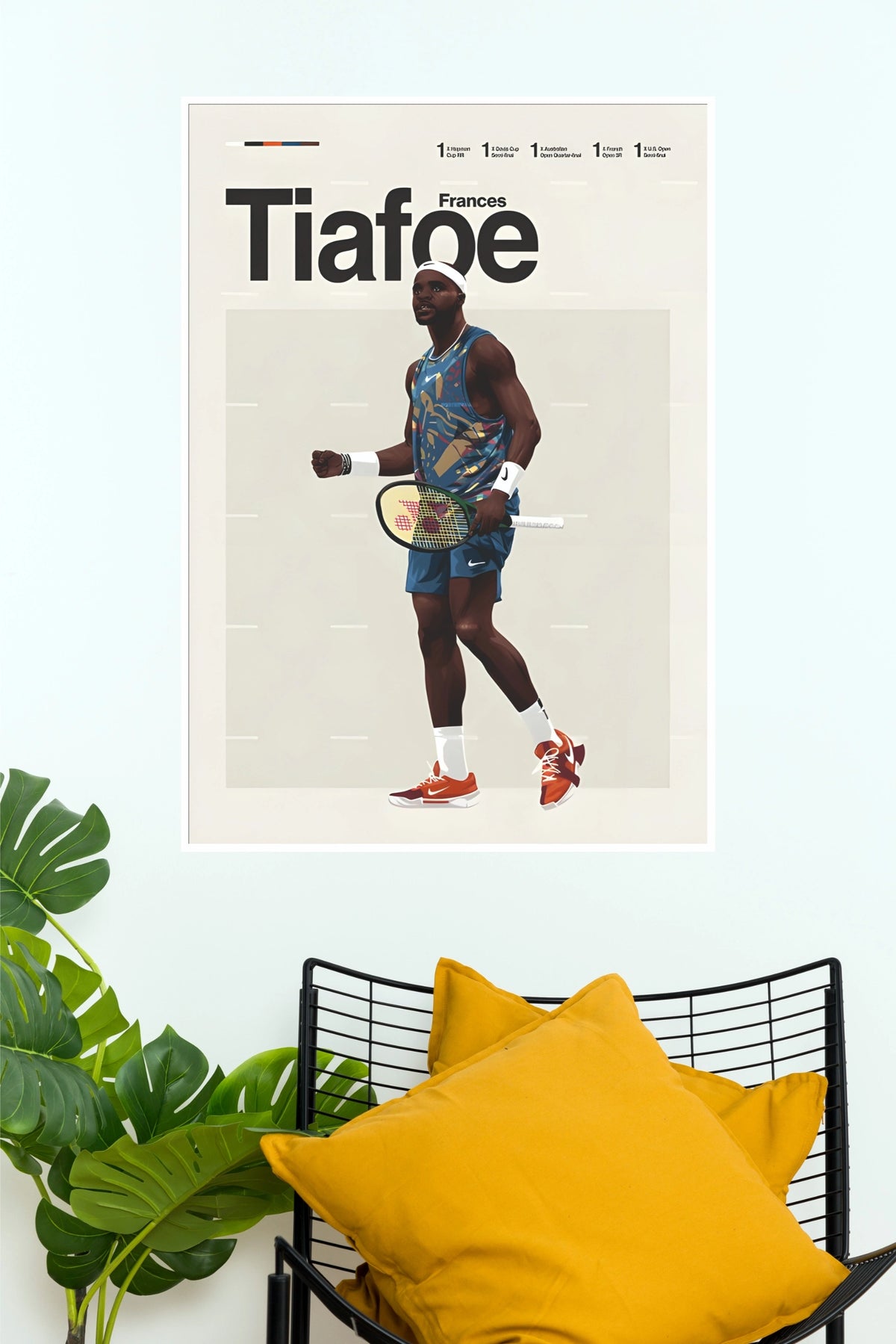 "Frances Tiafoe Court Energy" Minimalist Sports Wall Poster (Tennis Posters)