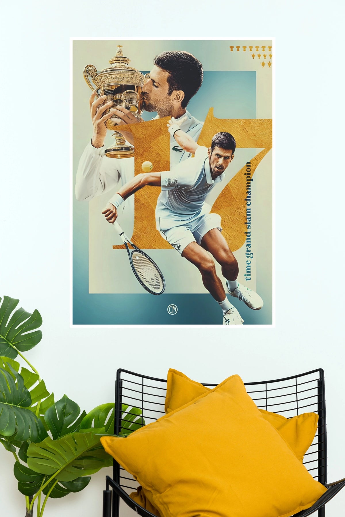 "Novak Djokovic 24-Time Grand Slam Champion" Tennis Wall Poster  (Tennis Posters)