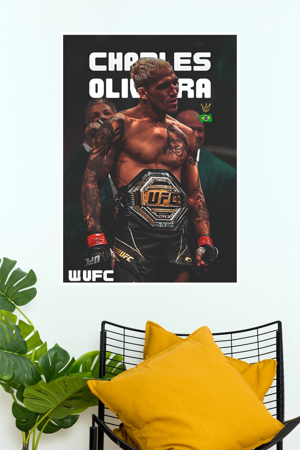 "Charles Oliveira UFC Champion" Minimalist Combat Sports Wall Poster  (UFC  Posters)