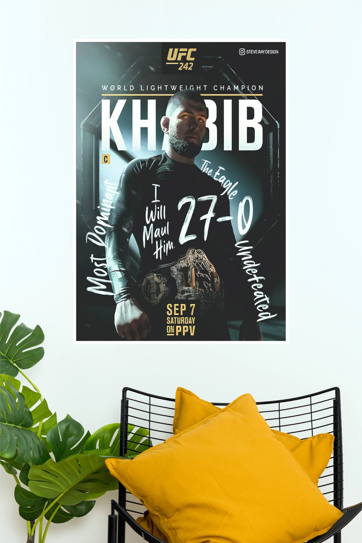 "Khabib Nurmagomedov UFC 242 The Eagle" Undefeated Champion Wall Poster (UFC  Posters)