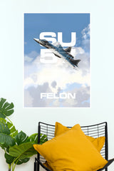 "Sukhoi Su-57 Felon Jet" Minimalist Aviation Military Wall Poster  (UFC  Posters)