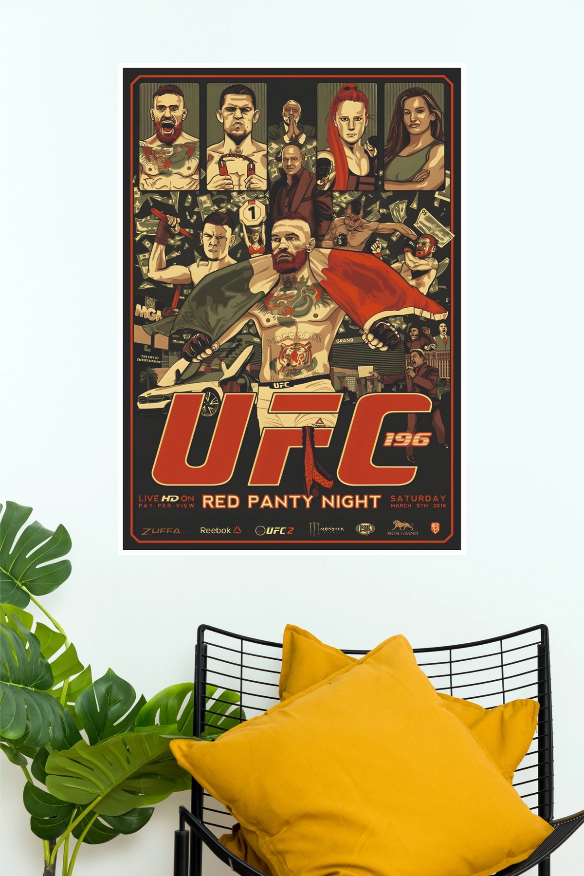 "UFC 196 Red Panty Night Conor McGregor" Event Fight Poster Combat Sports Wall Art  (UFC  Posters)