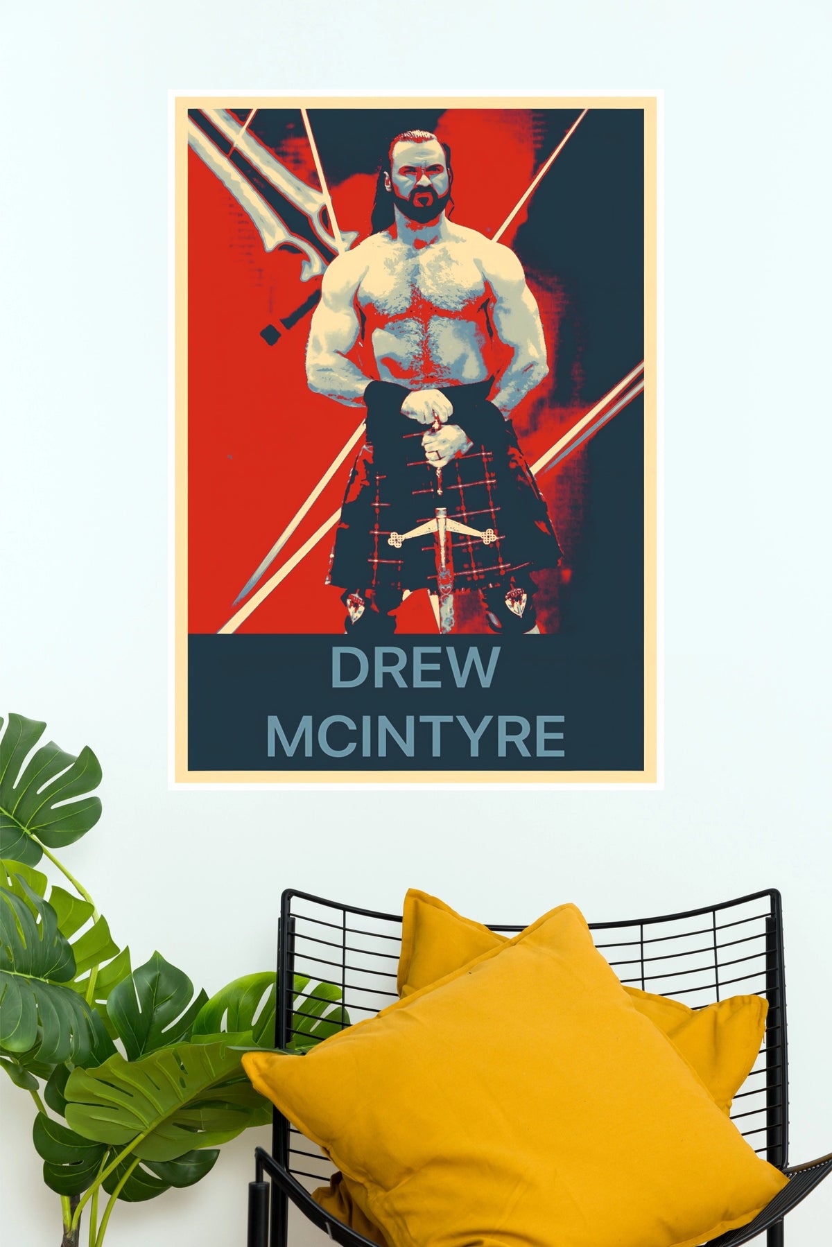 "Drew McIntyre Scottish Psychopath" Retro Pop Art Pro Wrestling Wall Poster  (WWE  Posters)