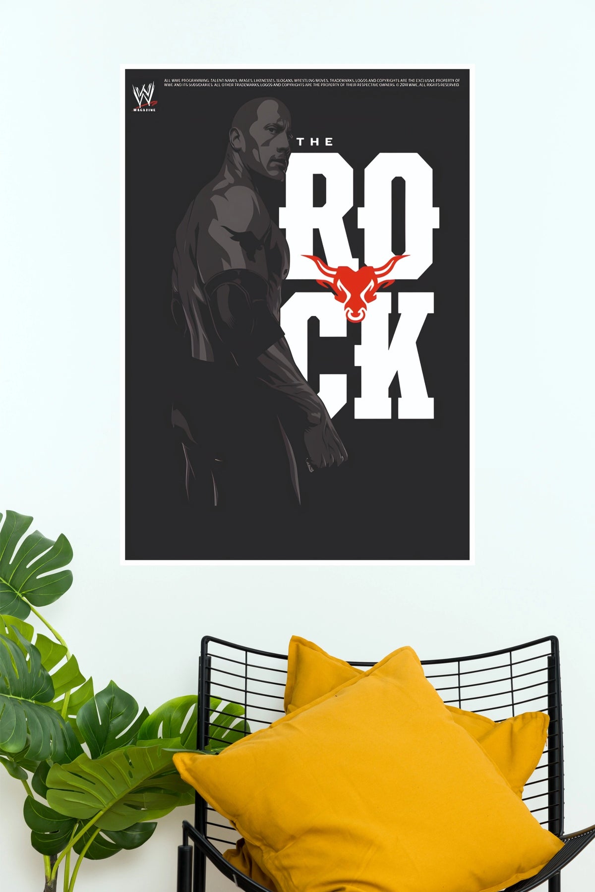 Dwayne The Rock Johnson Brahma Bull Logo Wrestling Paper Poster Wall Art (WWE  Posters)