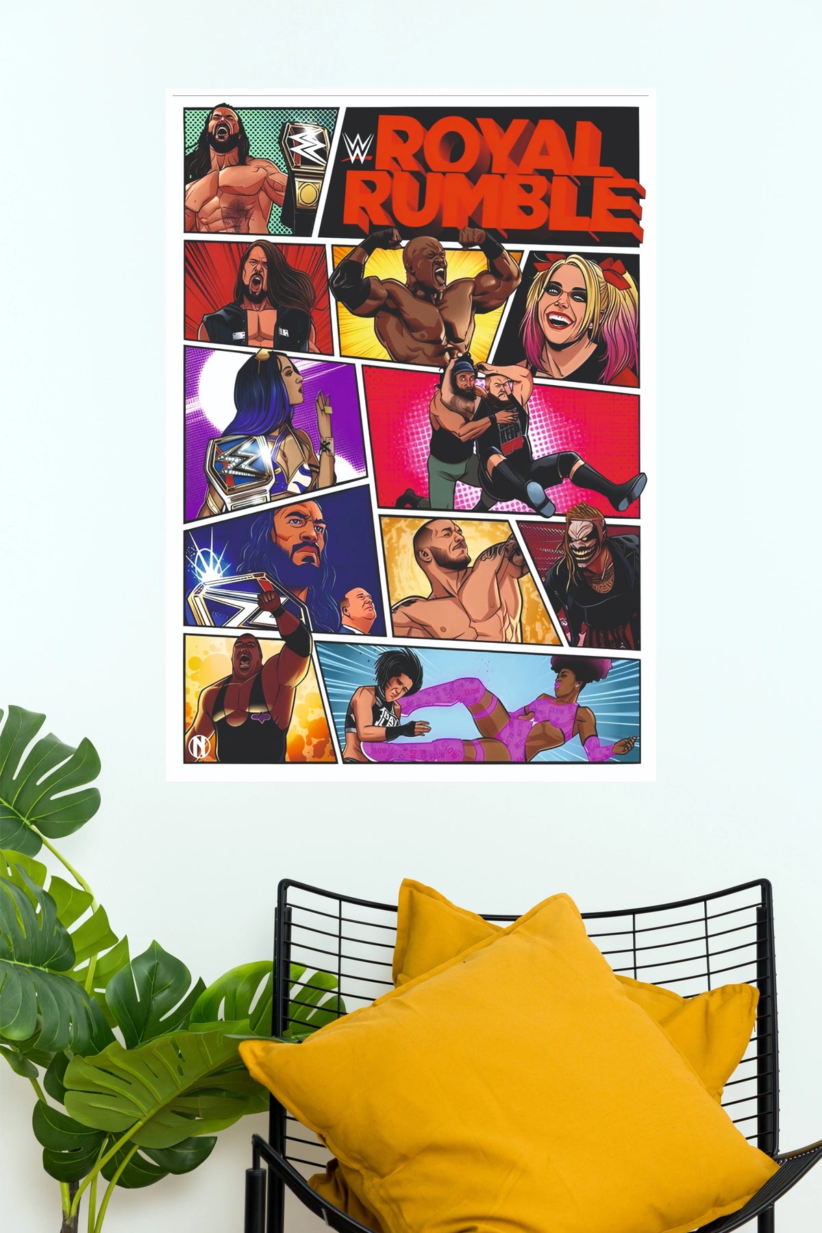 WWE Royal Rumble Comic Book Style Wrestling Paper Poster Wall Art  (WWE  Posters)