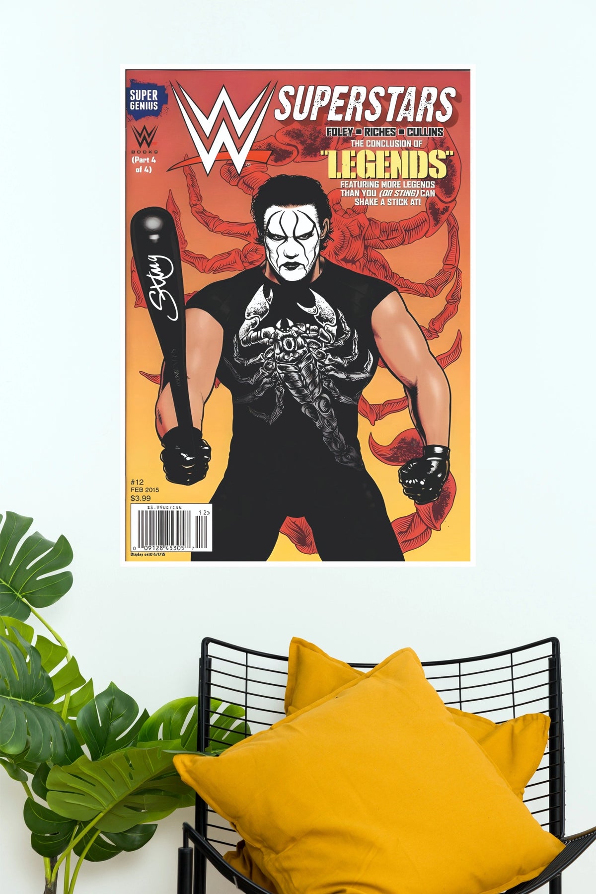 Sting The Icon Baseball Bat WWE Superstars Comic Style Wrestling Paper Poster Wall Art  (WWE  Posters)