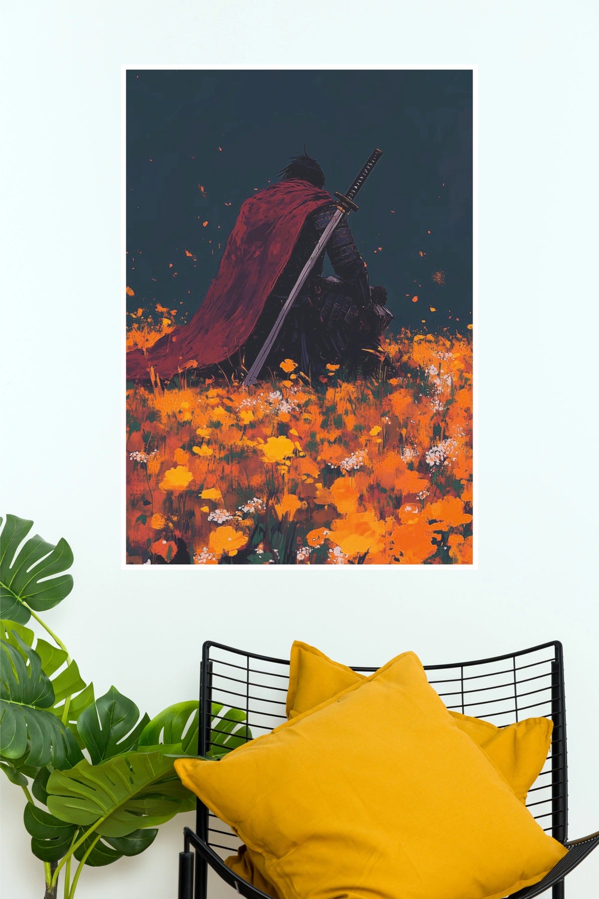 A Moment Before Battle Fantasy Samurai Warrior Wall Art Paper Poster  (Samurai Warrior  Posters)