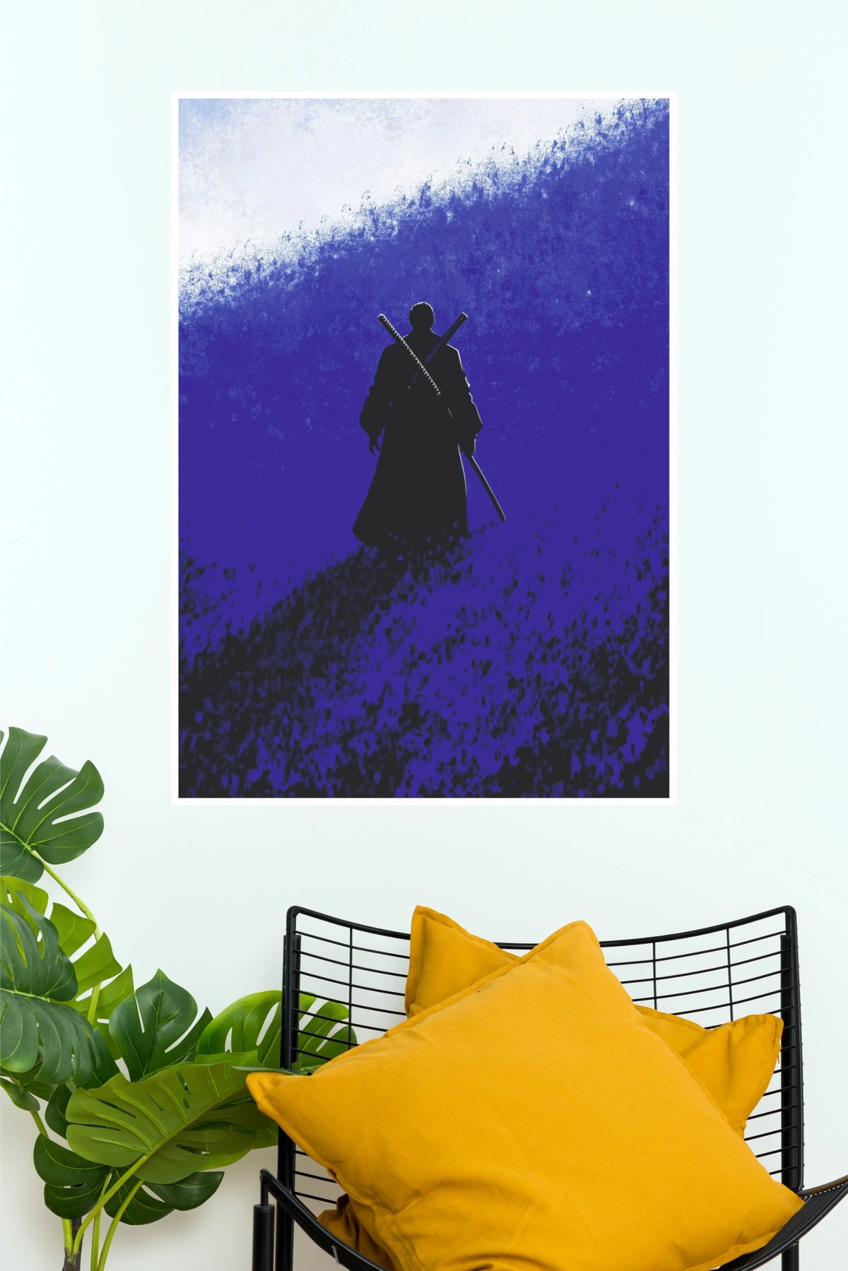 Armor of Ashes Blue Samurai Warrior Wall Art Paper Poster  (Samurai Warrior Poster)