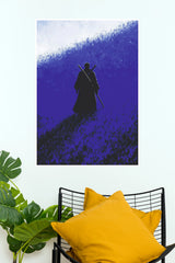 Armor of Ashes Blue Samurai Warrior Wall Art Paper Poster  (Samurai Warrior Poster)