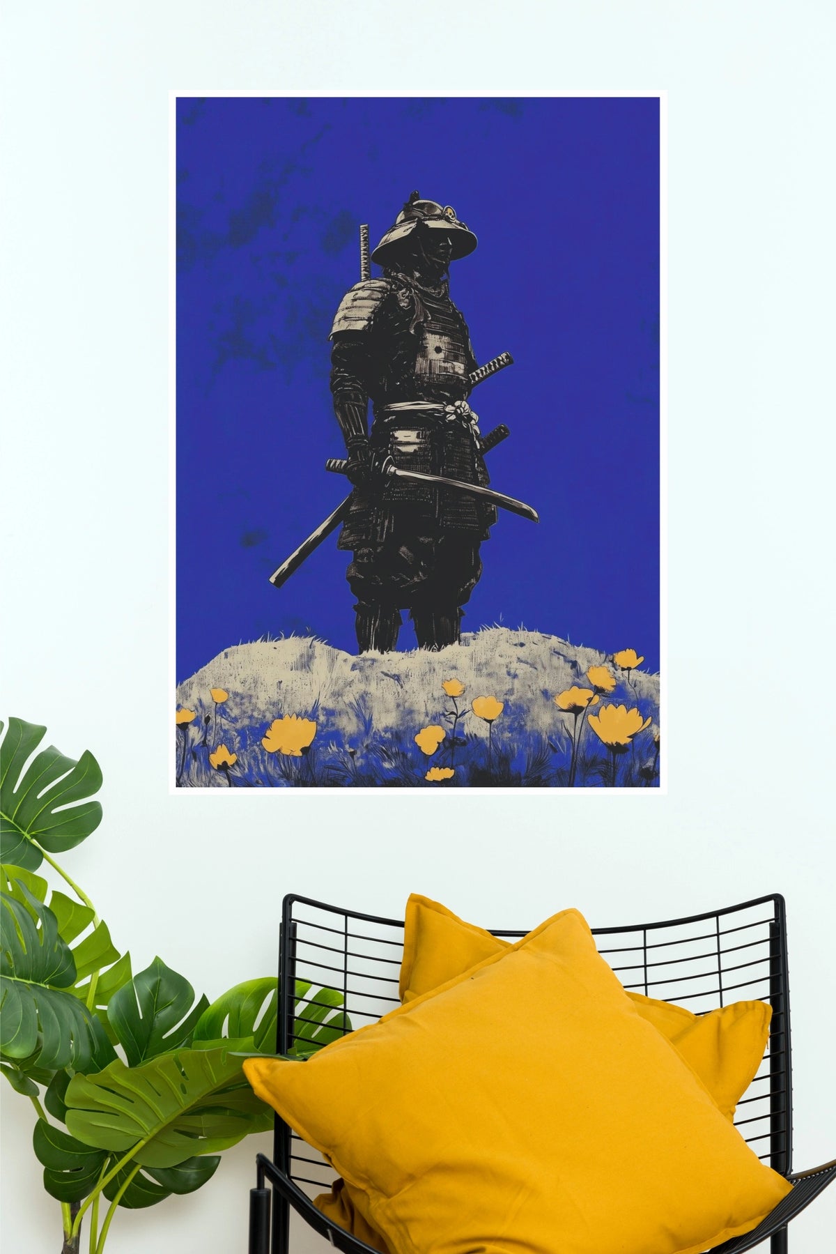 Bushido's Shadow Samurai Warrior Blue Hill Wall Art Paper Poster  (Samurai Warrior Posters)