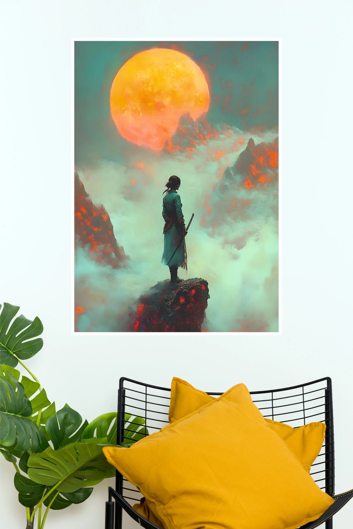 Daughter of the Dawn Warrior Sunrise Mountain Wall Art Paper Poster (Samurai Warrior Posters)