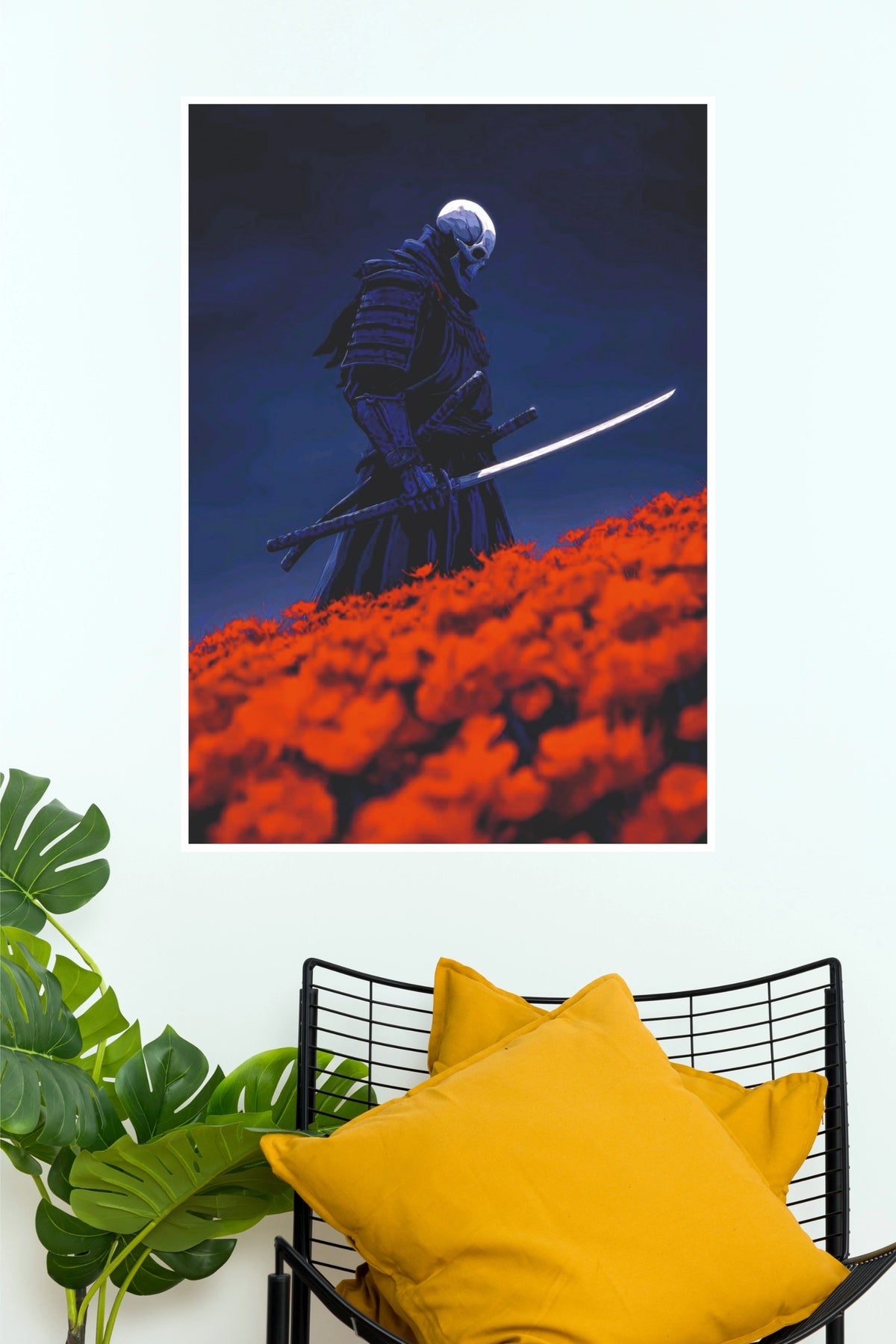 Midnight Bloom Neon/Night Edition Poster | Samurai Wall Art   (Samurai Warrior Posters)