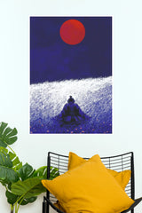 Steel and Silence Samurai Red Sun Wall Art Paper Poster  (Samurai Warrior Posters)