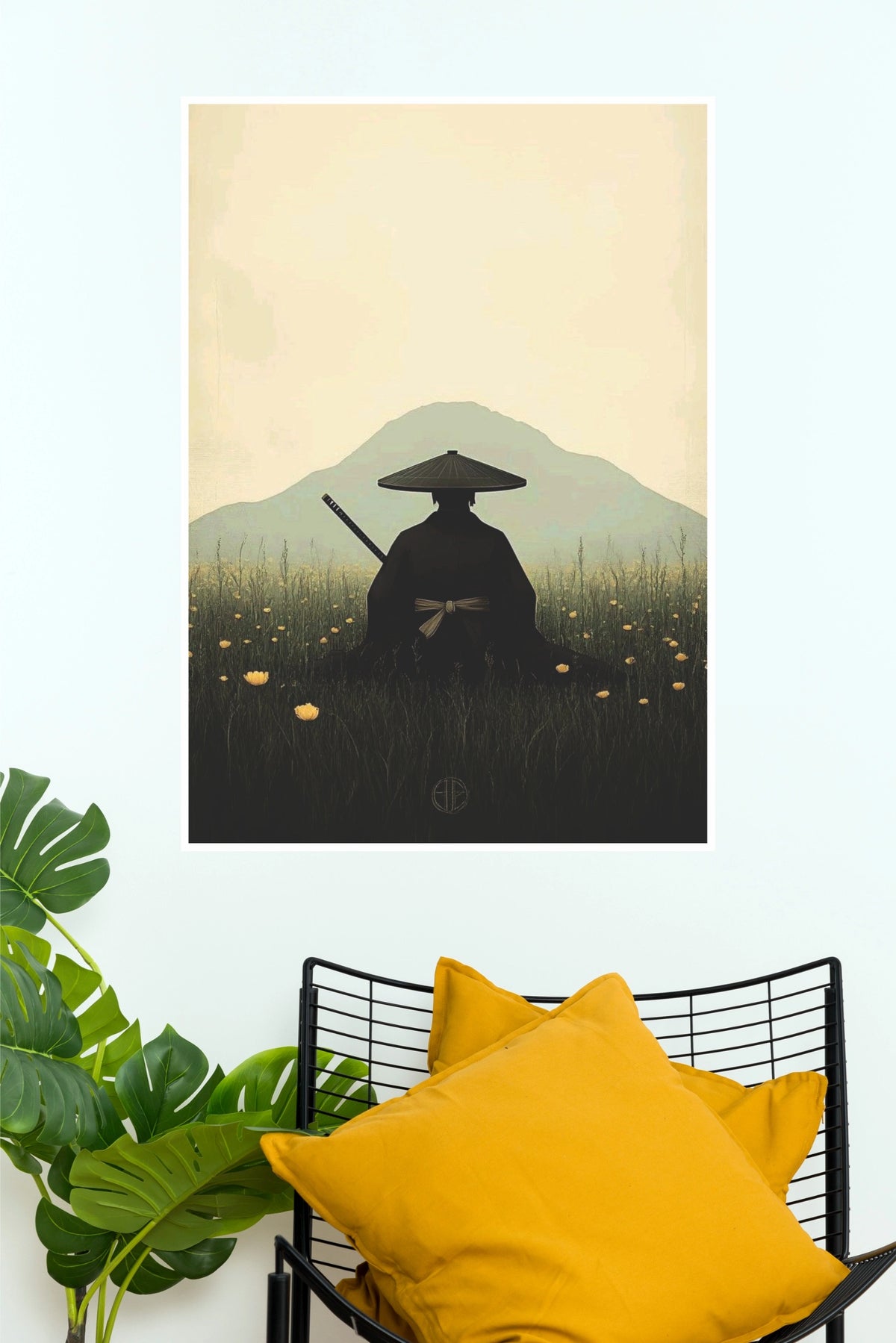 Stillness Before Storm Samurai Warrior Meadow Wall Art Paper Poster (Samurai Warrior Posters)