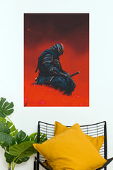 The Crimson Path Samurai Warrior Red Landscape Wall Art Paper Poster  (Samurai Warrior Posters)