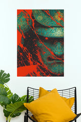 The Last Watch Samurai Warrior Teal and Red Mask Wall Art Paper Poster (Samurai Warrior Posters)