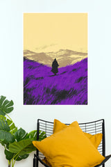The Still Warrior Samurai Purple Field Wall Art Paper Poster   (Samurai Warrior Posters)